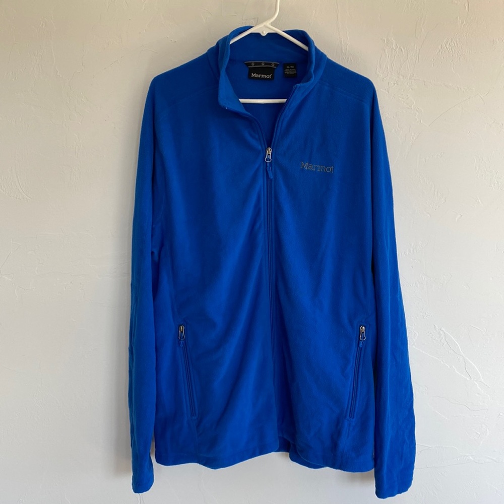 Men’s Marmot blue fleece full zip coat XL